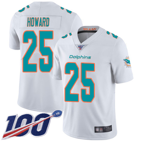 Miami Dolphins #25 Xavien Howard White Men's Stitched 100th Season Vapor Limited Jersey Men's cheap jerseys for sale - CheapJerseys.Shop