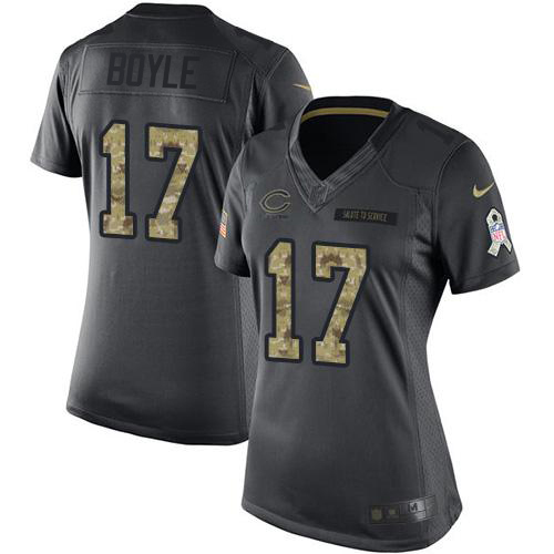 Bears #17 Tim Boyle Black Women's Stitched Limited 2016 Salute To Service Jersey cheap jerseys for sale - CheapJerseys.Shop