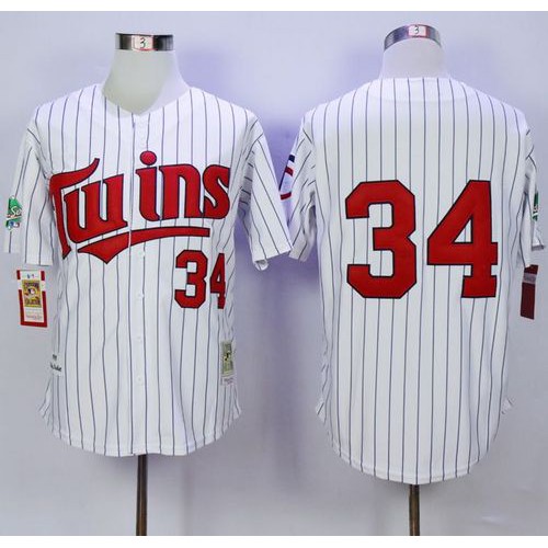 Mitchell And Ness 1991 Minnesota Twins #34 Kirby Puckett White(Blue Strip) Throwback Stitched Jersey Men's cheap jerseys for sale - CheapJerseys.Shop