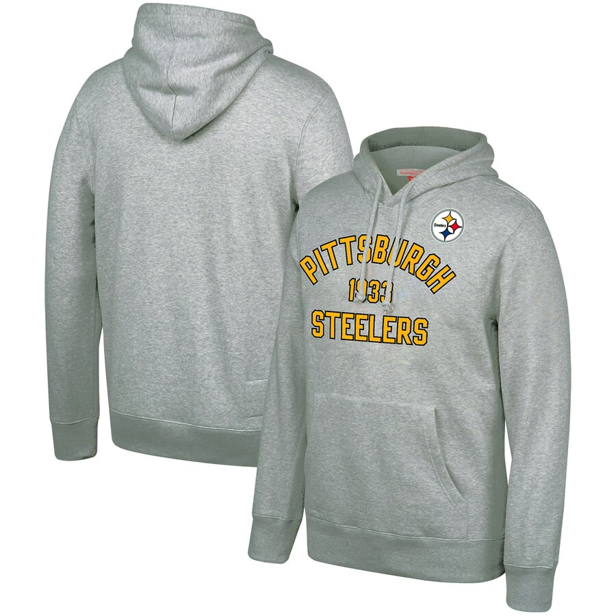 Pittsburgh Steelers Mitchell & Ness Team History Pullover Hoodie Gray cheap jerseys for sale - CheapJerseys.Shop