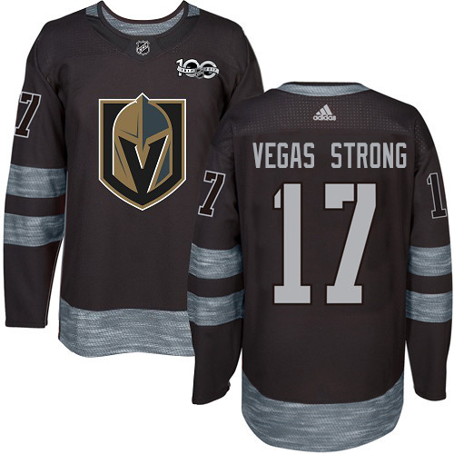 Golden Vegas Golden Knights #17 Vegas Strong Black 1917-2017 100th Anniversary Stitched Jersey Men's cheap jerseys for sale - CheapJerseys.Shop