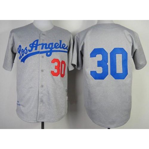 Mitchell And Ness 1963 Los Angeles Dodgers #30 Maury Wills Grey Throwback Stitched Jersey Men's cheap jerseys for sale - CheapJerseys.Shop