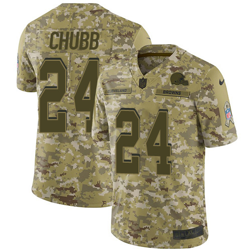 Browns #24 Nick Chubb Camo Youth Stitched Limited 2018 Salute To Service Jersey cheap jerseys for sale - CheapJerseys.Shop