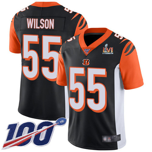 Cincinnati Bengals #55 Logan Wilson Black Team Color Super Bowl LVI Patch Men's Stitched 100th Season Vapor Limited Jersey Men's cheap jerseys for sale - CheapJerseys.Shop