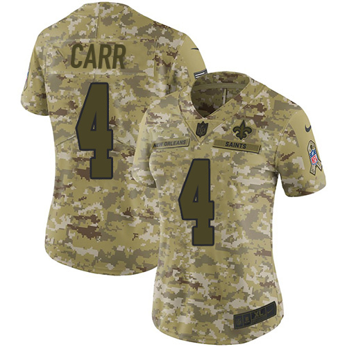 Saints #4 Derek Carr Camo Women's Stitched Limited 2018 Salute To Service Jersey cheap jerseys for sale - CheapJerseys.Shop