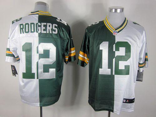 Packers #12 Aaron Rodgers Green/White Men's Stitched Elite Split Jersey cheap jerseys for sale - CheapJerseys.Shop