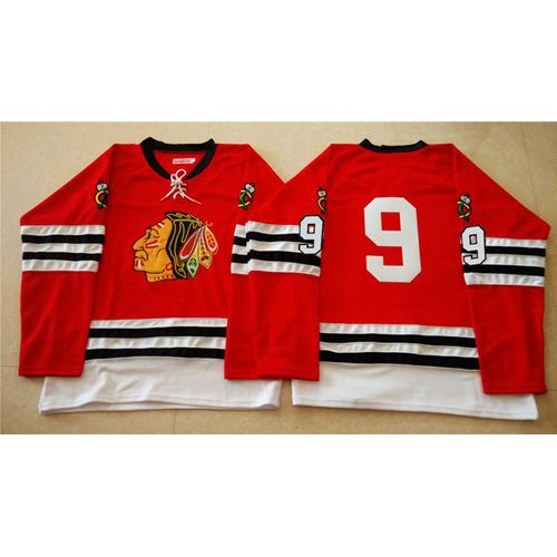 Mitchell And Ness 1960-61 Chicago Blackhawks #9 Bobby Hull Red Stitched Jersey Men's cheap jerseys for sale - CheapJerseys.Shop