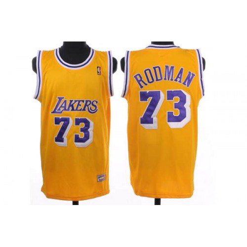 Mitchell and Ness Los Angeles Lakers #73 Dennis Rodman Stitched Yellow Throwback Jersey Mens cheap jerseys for sale - CheapJerseys.Shop