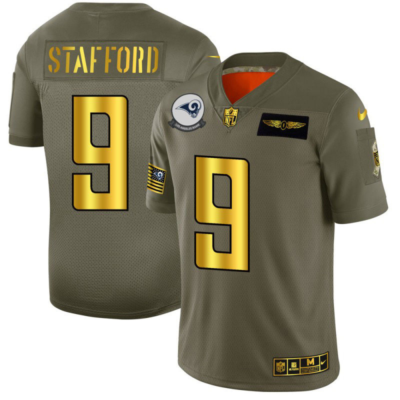 Los Angeles Rams #9 Matthew Stafford Men's Olive Gold 2019 Salute To Service Limited Jersey cheap jerseys for sale - CheapJerseys.Shop