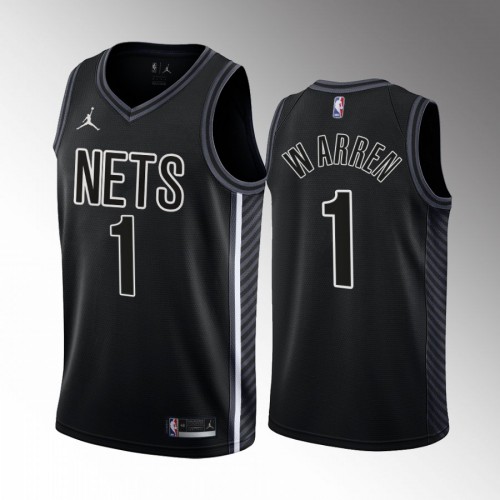 Brooklyn Nets #1 T.J. Warren Mens Black 2022-23 Statement Edition Jersey Mens cheap jerseys for sale - CheapJerseys.Shop