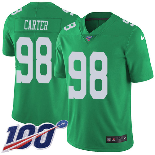 Eagles #98 Jalen Carter Green Men's Stitched Limited Rush 100th Season Jersey cheap jerseys for sale - CheapJerseys.Shop