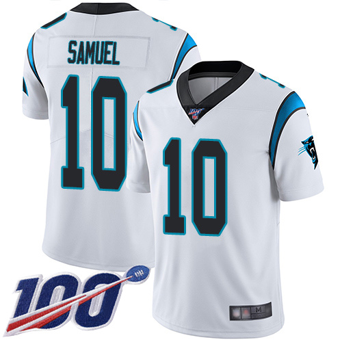 Carolina Panthers #10 Curtis Samuel White Men's Stitched 100th Season Vapor Limited Jersey Men's cheap jerseys for sale - CheapJerseys.Shop