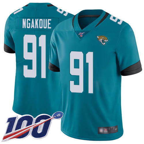 Jacksonville Jaguars #91 Yannick Ngakoue Teal Green Alternate Men's Stitched 100th Season Vapor Limited Jersey Men's cheap jerseys for sale - CheapJerseys.Shop