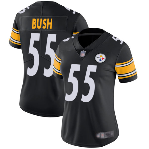 Pittsburgh Steelers #55 Devin Bush Black Team Color Women's Stitched Vapor Untouchable Limited Jersey Womens cheap jerseys for sale - CheapJerseys.Shop