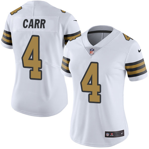 Saints #4 Derek Carr White Women's Stitched Limited Rush Jersey cheap jerseys for sale - CheapJerseys.Shop
