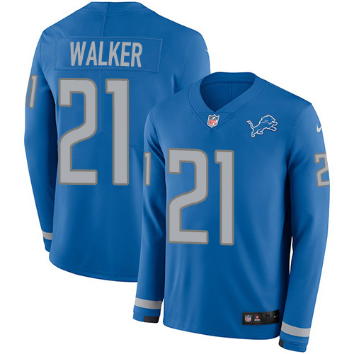 Detroit Lions #21 Tracy Walker Blue Team Color Men's Stitched Limited Therma Long Sleeve Jersey Men's cheap jerseys for sale - CheapJerseys.Shop