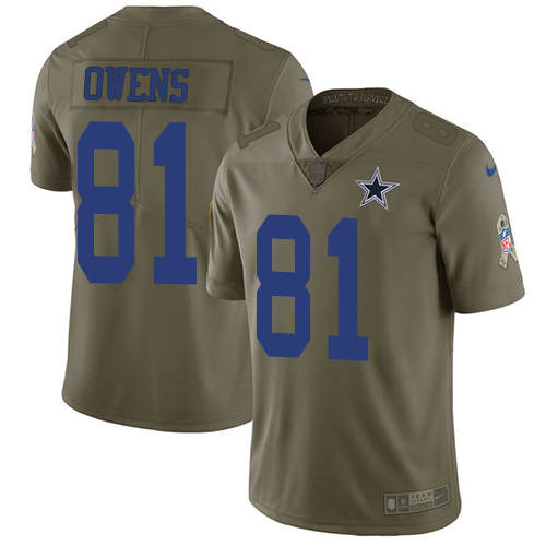 Dallas Cowboys #81 Terrell Owens Olive Men's Stitched Limited 2017 Salute To Service Jersey Men's cheap jerseys for sale - CheapJerseys.Shop