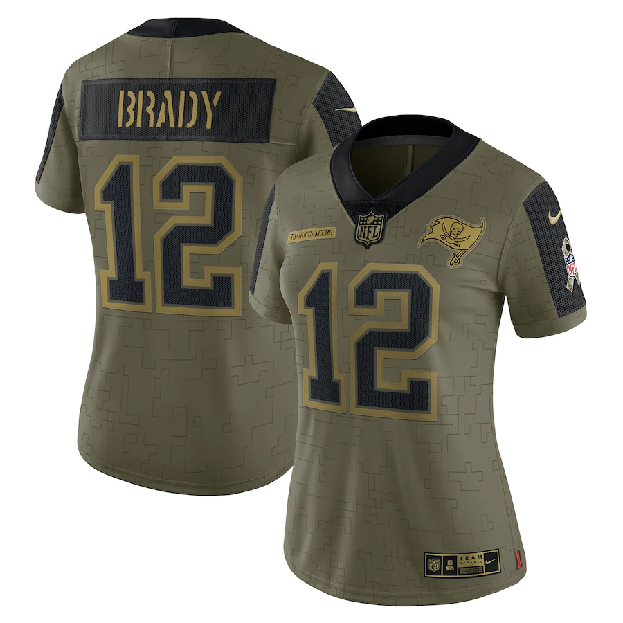 Tampa Bay Buccaneers #12 Tom Brady Olive Women's 2021 Salute To Service Limited Player Jersey cheap jerseys for sale - CheapJerseys.Shop