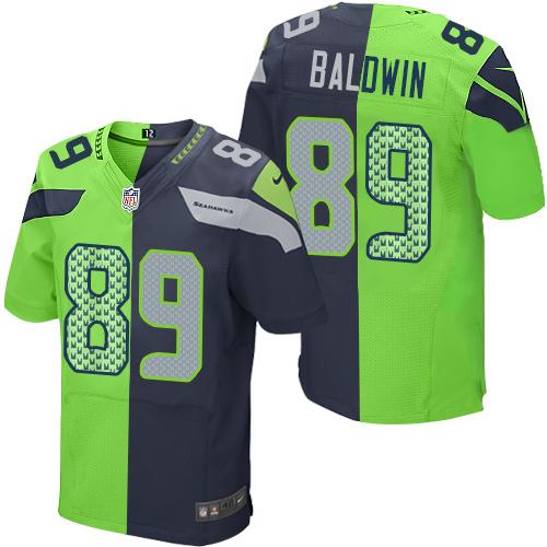 Seattle Seahawks #89 Doug Baldwin Steel Blue/Green Men's Stitched Elite Split Jersey Men's cheap jerseys for sale - CheapJerseys.Shop
