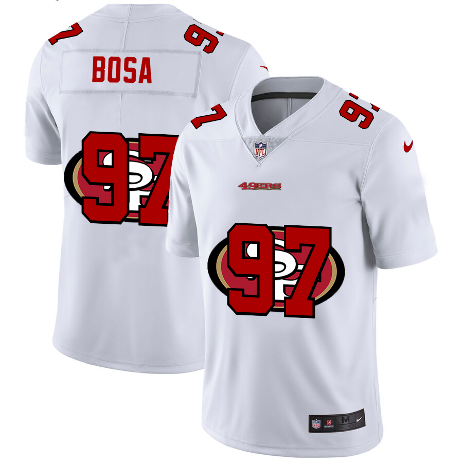 San Francisco 49ers #97 Nick Bosa White Men's Team Logo Dual Overlap Limited Jersey cheap jerseys for sale - CheapJerseys.Shop