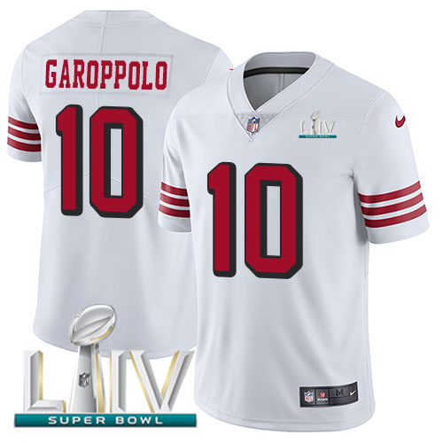 49ers #10 Jimmy Garoppolo White Super Bowl LIV 2020 Rush Youth Stitched Vapor Untouchable Limited Jersey cheap jerseys for sale - CheapJerseys.Shop