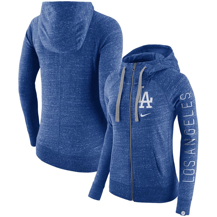 Los Angeles Dodgers Women's Vintage Full-Zip Hoodie Royal cheap jerseys for sale - CheapJerseys.Shop