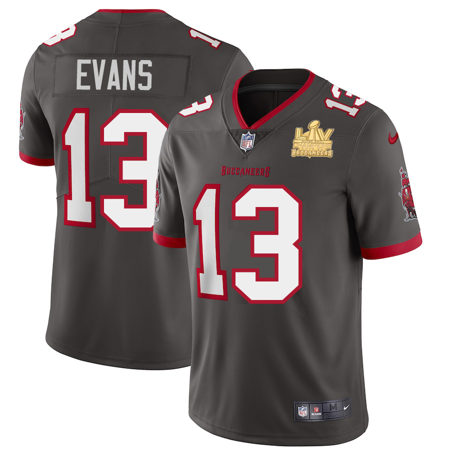 Tampa Bay Buccaneers #13 Mike Evans Youth Super Bowl LV Champions Patch Pewter Alternate Vapor Limited Jersey cheap jerseys for sale - CheapJerseys.Shop
