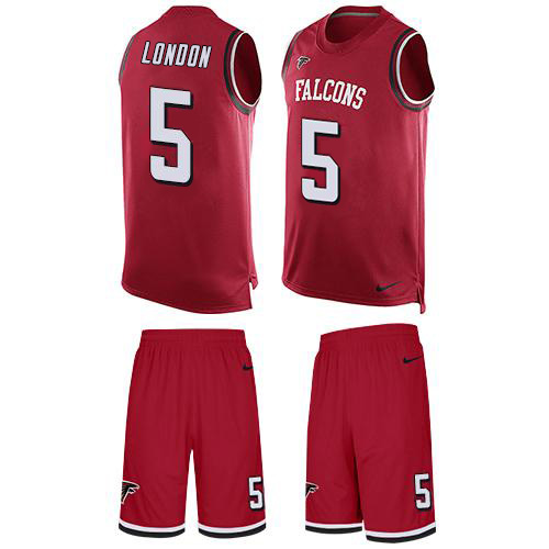 Falcons #5 Drake London Red Team Color Men's Stitched Limited Tank Top Suit Jersey cheap jerseys for sale - CheapJerseys.Shop