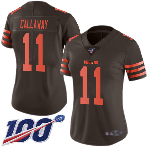 Cleveland Browns #11 Antonio Callaway Brown Women's Stitched Limited Rush 100th Season Jersey Womens cheap jerseys for sale - CheapJerseys.Shop