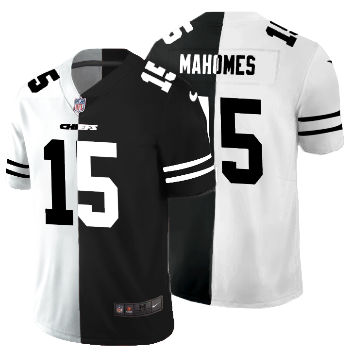 Kansas City Chiefs #15 Patrick Mahomes Men's Black V White Peace Split Vapor Untouchable Limited Jersey cheap jerseys for sale - CheapJerseys.Shop