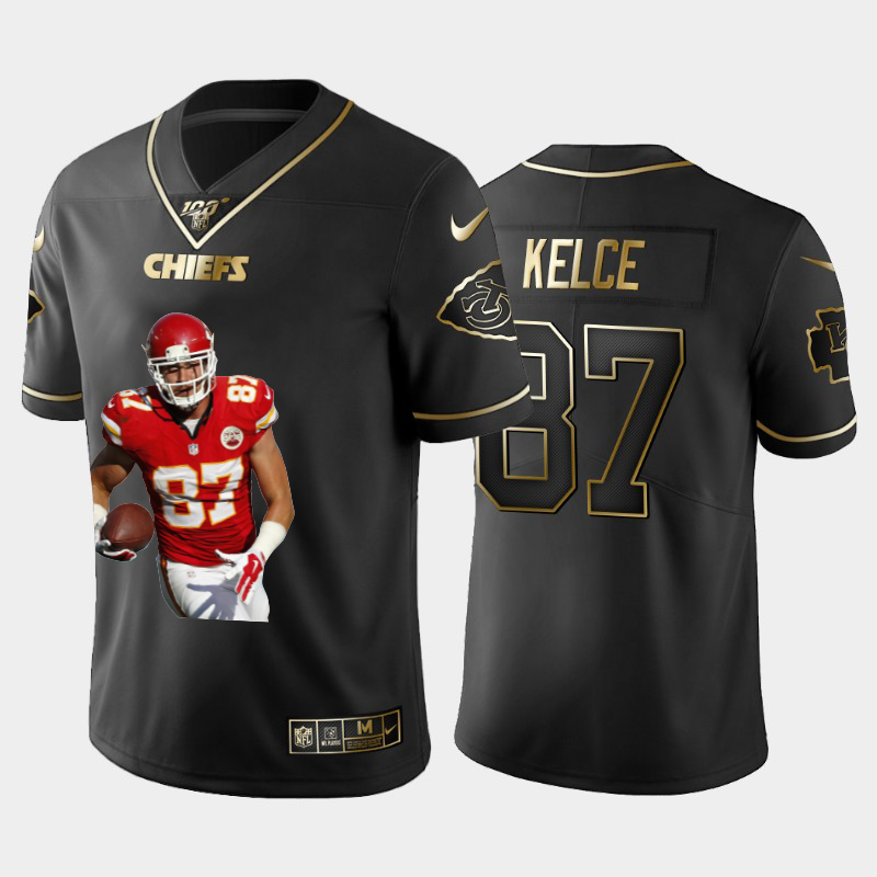 Kansas City Chiefs #87 Travis Kelce Team Hero 6 Vapor Limited 100 Jersey Black Golden cheap jerseys for sale - CheapJerseys.Shop