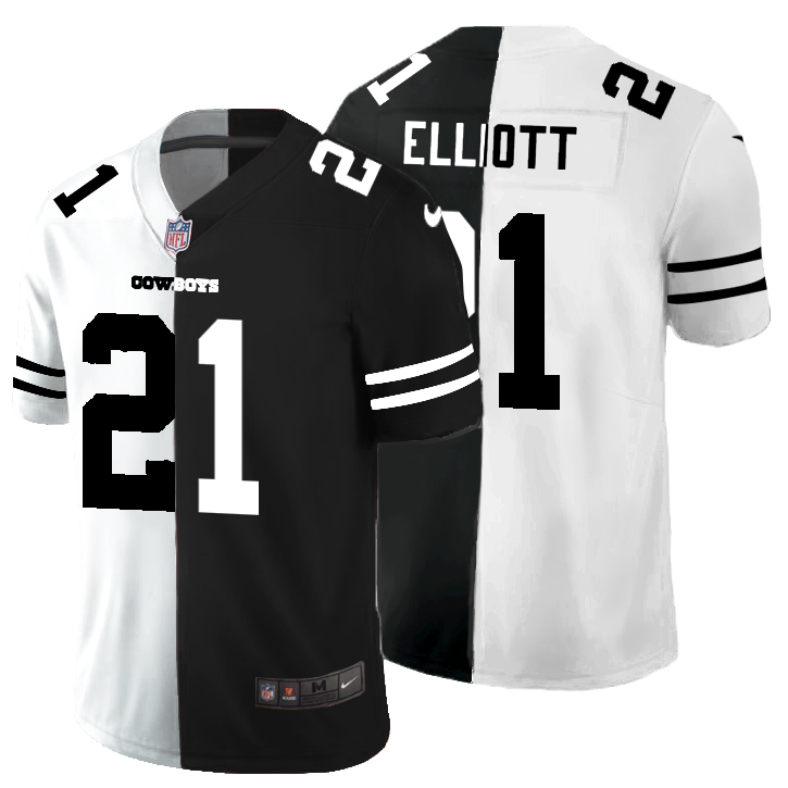Dallas Cowboys #21 Ezekiel Elliott Men's Black V White Peace Split Vapor Untouchable Limited Jersey cheap jerseys for sale - CheapJerseys.Shop