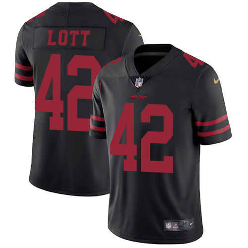 San Francisco 49ers #42 Ronnie Lott Black Alternate Men's Stitched Vapor Untouchable Limited Jersey Men's cheap jerseys for sale - CheapJerseys.Shop