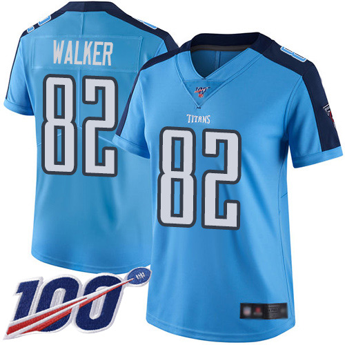Tennessee Titans #82 Delanie Walker Light Blue Women's Stitched Limited Rush 100th Season Jersey Womens cheap jerseys for sale - CheapJerseys.Shop