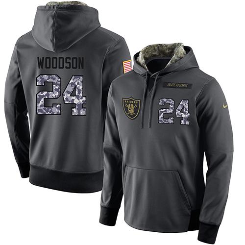 Men's Oakland Raiders #24 Charles Woodson Stitched Black Anthracite Salute To Service Player Performance Hoodie cheap jerseys for sale - CheapJerseys.Shop