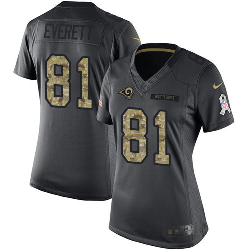 Los Angeles Rams #81 Gerald Everett Black Women's Stitched Limited 2016 Salute to Service Jersey Womens cheap jerseys for sale - CheapJerseys.Shop