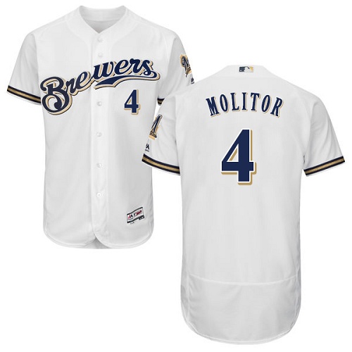 Milwaukee Brewers #4 Paul Molitor White Flexbase Authentic Collection Stitched Jersey Men's cheap jerseys for sale - CheapJerseys.Shop