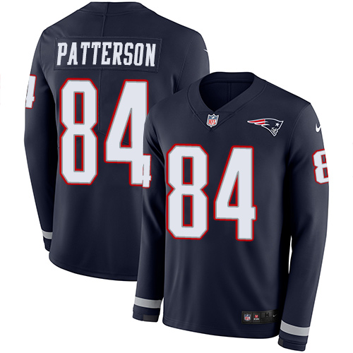New England Patriots #84 Cordarrelle Patterson Navy Blue Team Color Men's Stitched Limited Therma Long Sleeve Jersey Men's cheap jerseys for sale - CheapJerseys.Shop