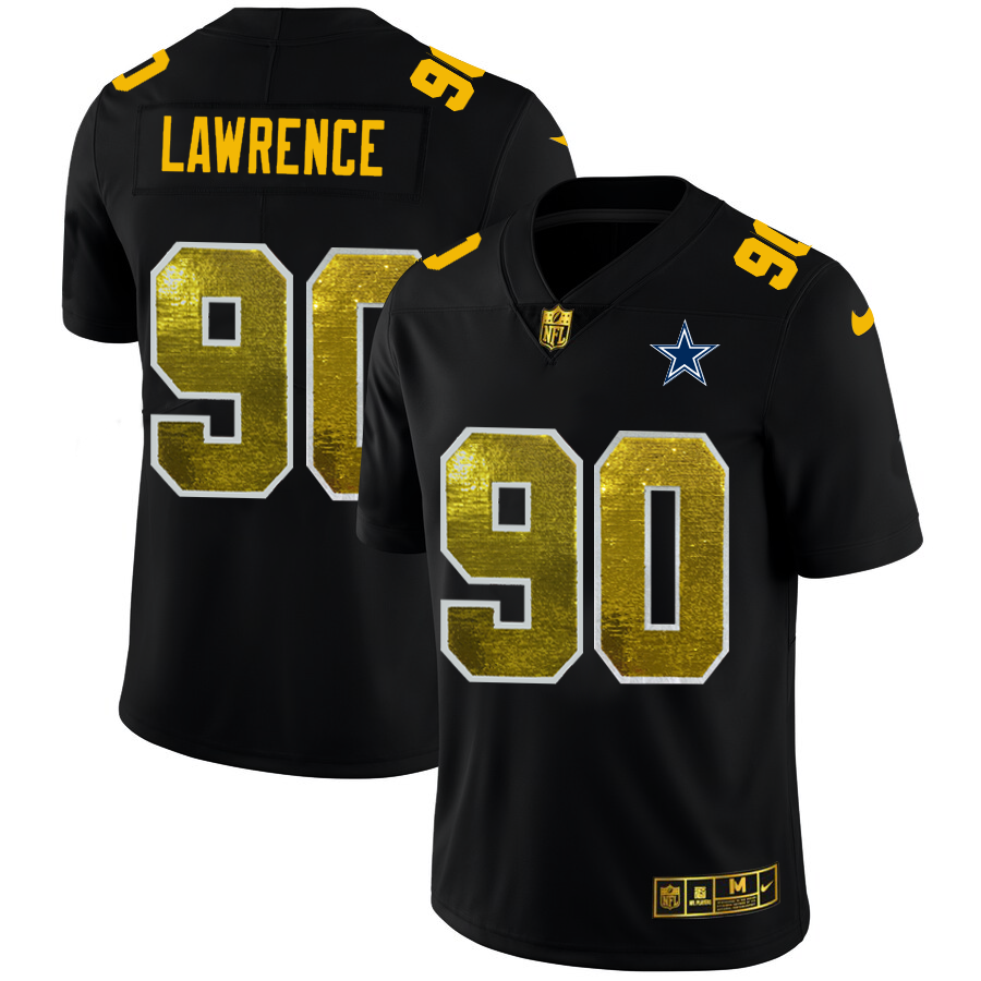 Dallas Cowboys #90 Demarcus Lawrence Men's Black Golden Sequin Vapor Limited Jersey cheap jerseys for sale - CheapJerseys.Shop