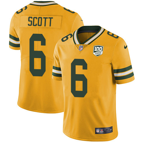 Green Bay Packers #6 JK Scott Yellow Men's 100th Season Stitched Limited Rush Jersey Men's cheap jerseys for sale - CheapJerseys.Shop