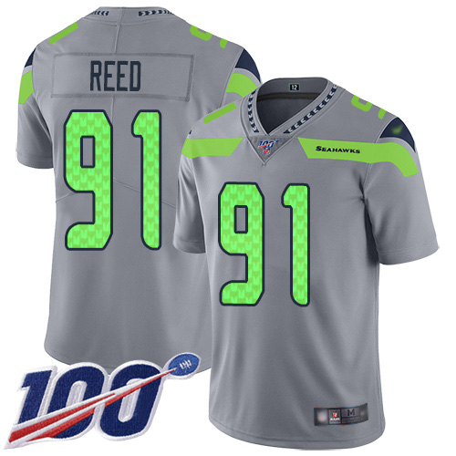 Seattle Seahawks #91 Jarran Reed Gray Men's Stitched Limited Inverted Legend 100th Season Jersey Men's cheap jerseys for sale - CheapJerseys.Shop