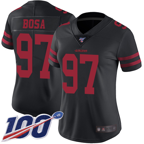 49ers #97 Nick Bosa Black Alternate Women's Stitched 100th Season Vapor Limited Jersey cheap jerseys for sale - CheapJerseys.Shop
