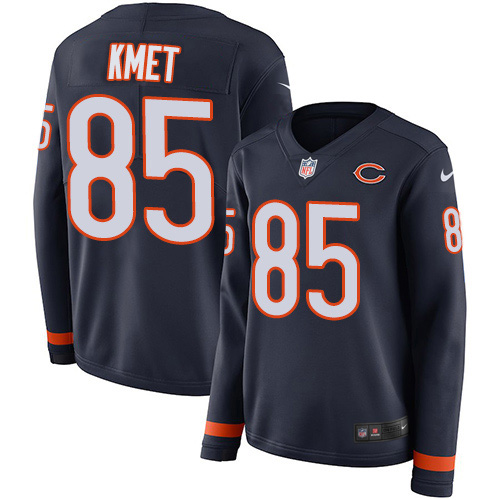 Chicago Bears #85 Cole Kmet Navy Blue Team Color Women's Stitched Limited Therma Long Sleeve Jersey Womens cheap jerseys for sale - CheapJerseys.Shop
