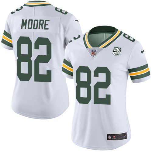 Green Bay Packers #82 J'Mon Moore White Women's 100th Season Stitched Vapor Untouchable Limited Jersey Womens cheap jerseys for sale - CheapJerseys.Shop