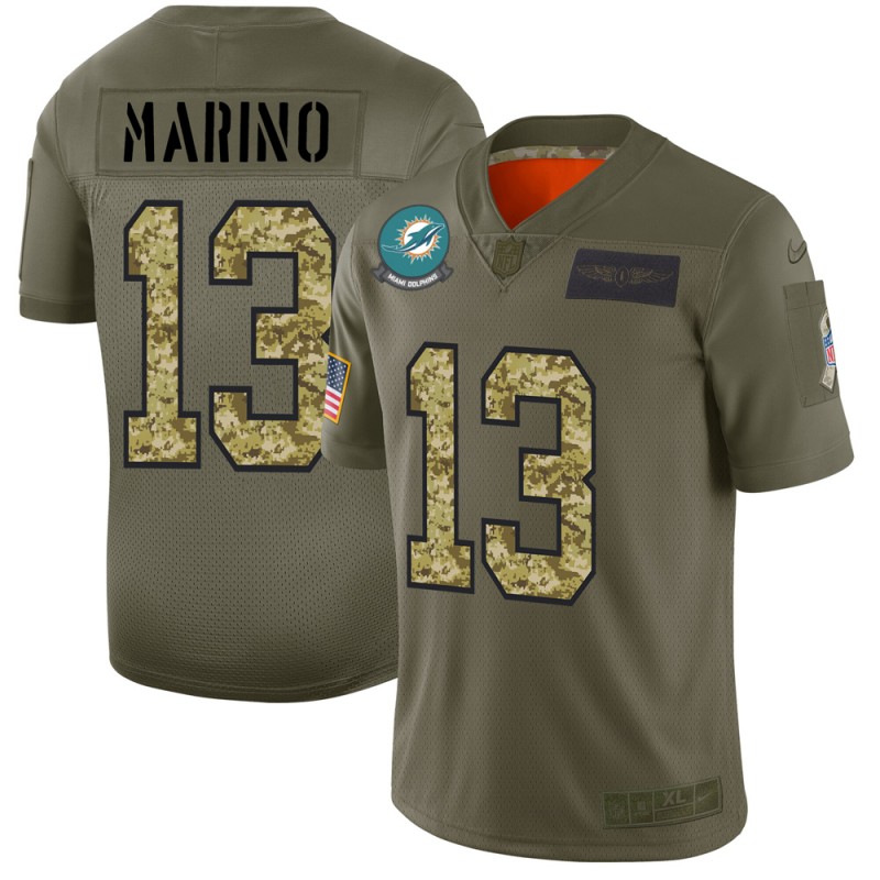 Miami Dolphins #13 Dan Marino Men's 2019 Olive Camo Salute To Service Limited Jersey cheap jerseys for sale - CheapJerseys.Shop