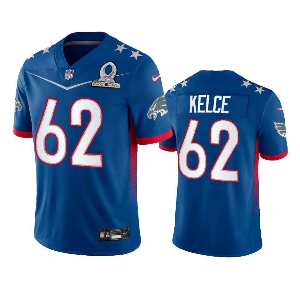 Eagles #62 Jason Kelce Men's 2022 NFC Pro Bowl Game Jersey Royal cheap jerseys for sale - CheapJerseys.Shop