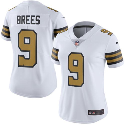 Saints #9 Drew Brees White Women's Stitched Limited Rush Jersey cheap jerseys for sale - CheapJerseys.Shop