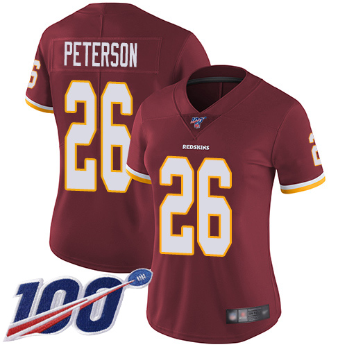 Washington Commanders #26 Adrian Peterson Burgundy Red Team Color Women's Stitched 100th Season Vapor Limited Jersey Womens cheap jerseys for sale - CheapJerseys.Shop