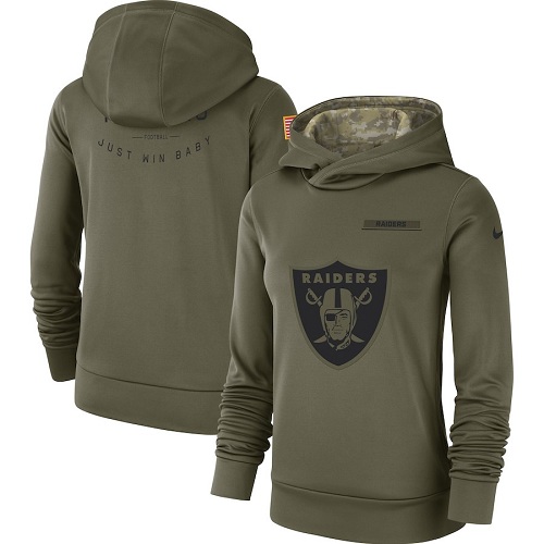 Women's Oakland Raiders Olive Salute To Service Sideline Therma Performance Pullover Hoodie cheap jerseys for sale - CheapJerseys.Shop