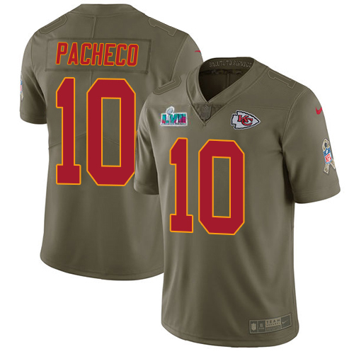 Chiefs #10 Isiah Pacheco Olive Super Bowl LVII Patch Men's Stitched Limited 2017 Salute To Service Jersey cheap jerseys for sale - CheapJerseys.Shop